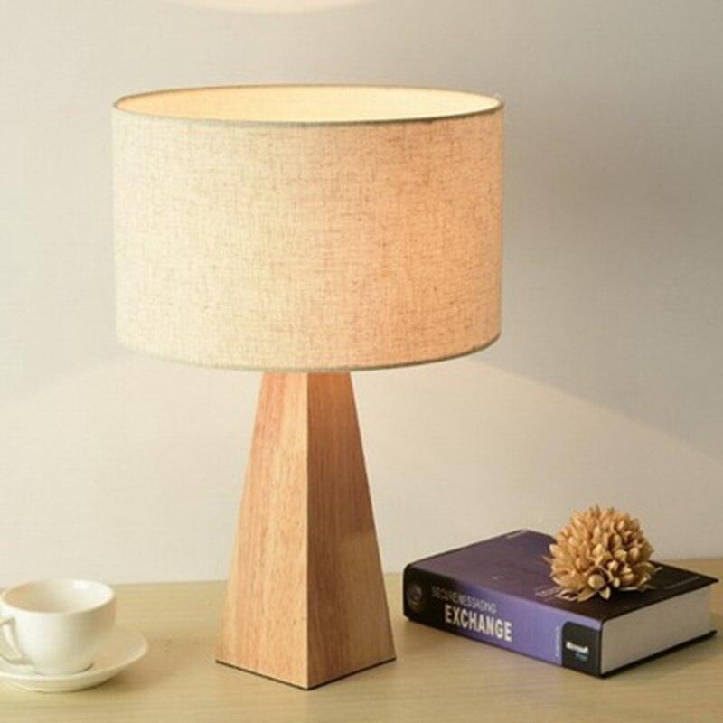 Lampe de chevet Bois cylindre bois cuivre P8xD8xH21cm